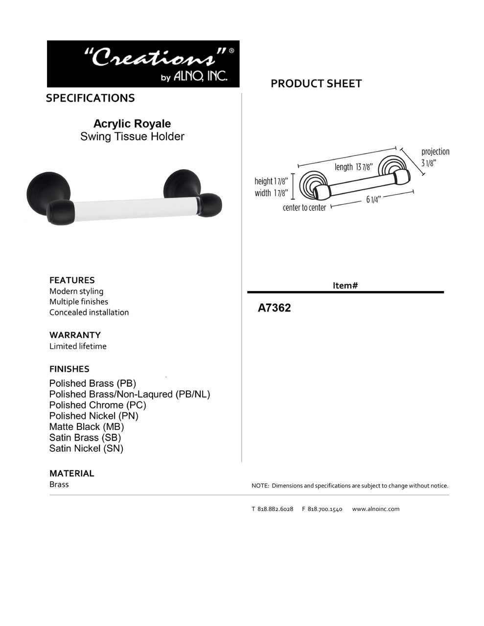 Specificaton Sheet