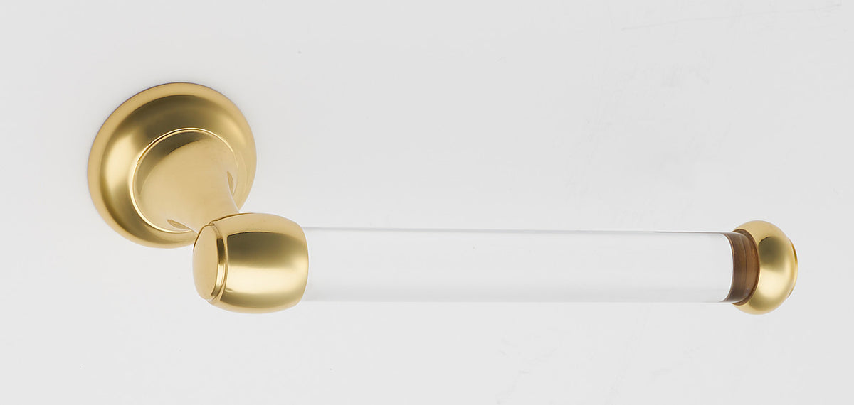 Alno A7366-PB/NL: Acrylic Royale Single Post Tissue Holder - Unlacquered Brass