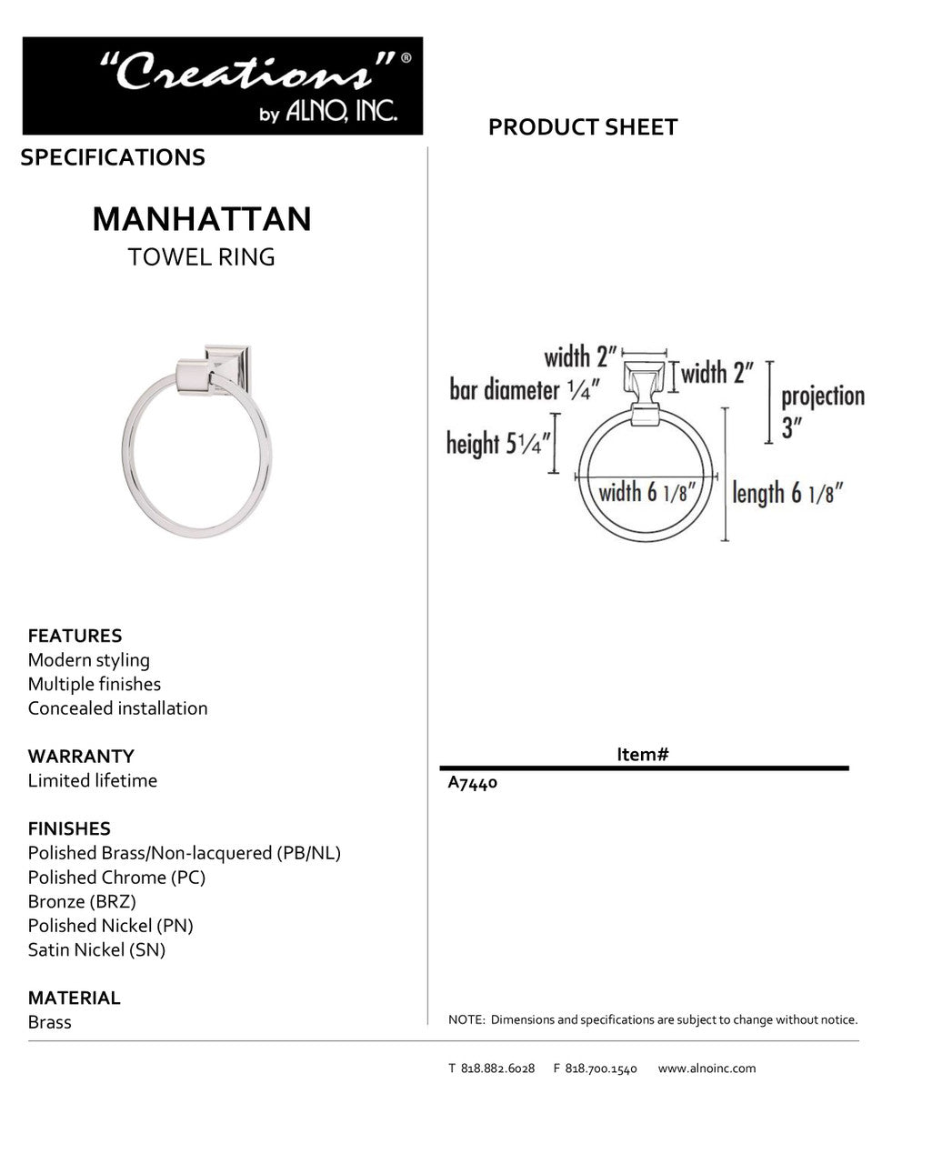 Specificaton Sheet
