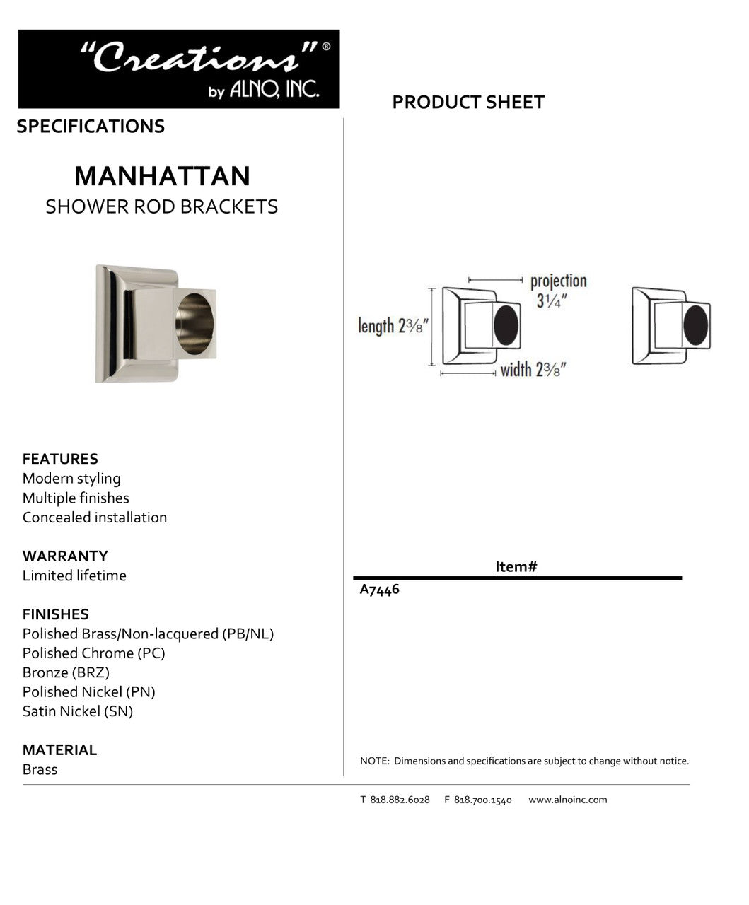 Specificaton Sheet