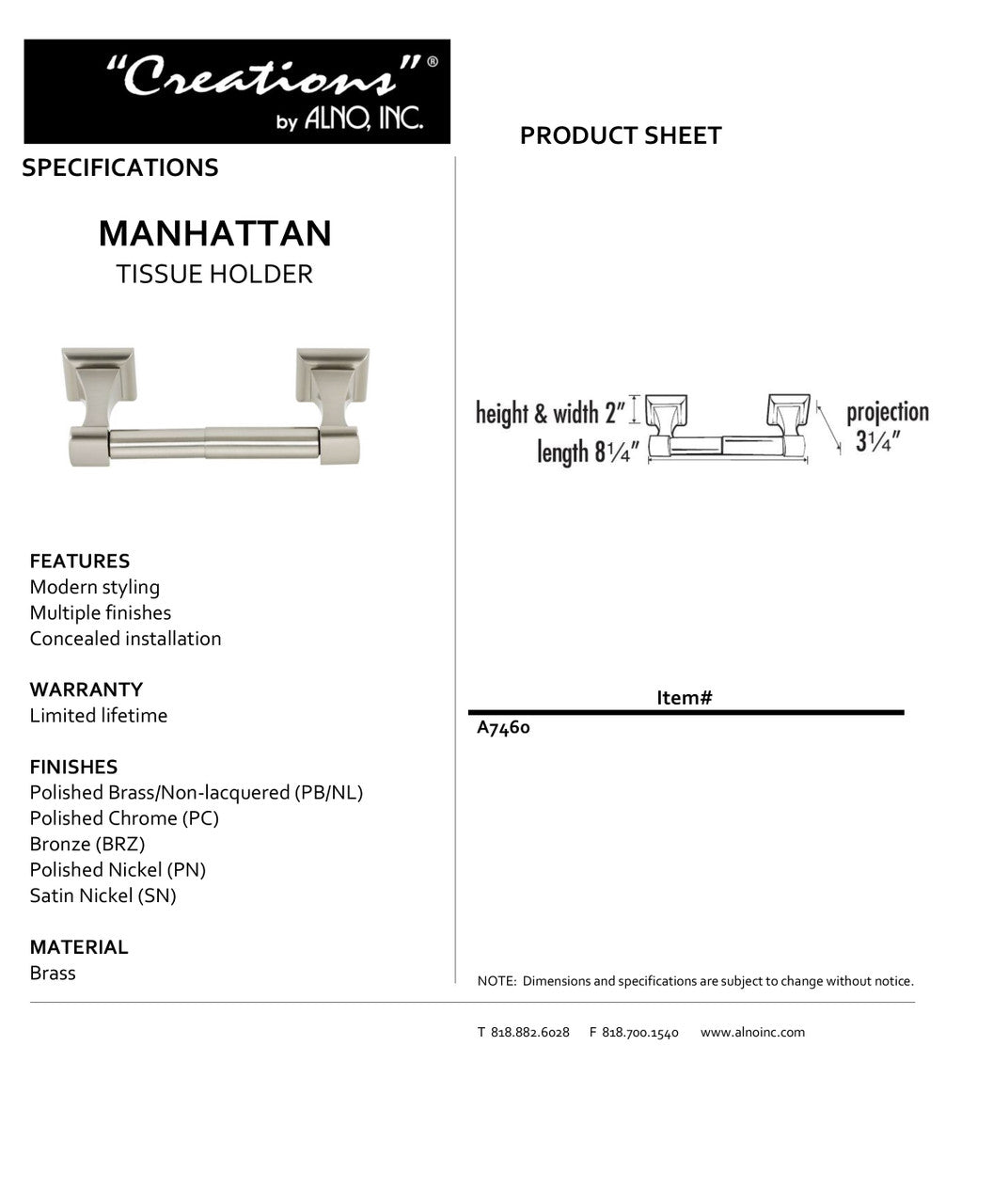 Specificaton Sheet