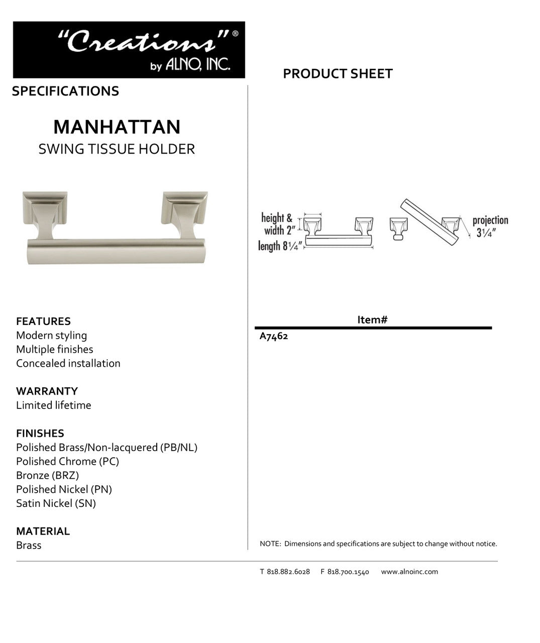 Specificaton Sheet