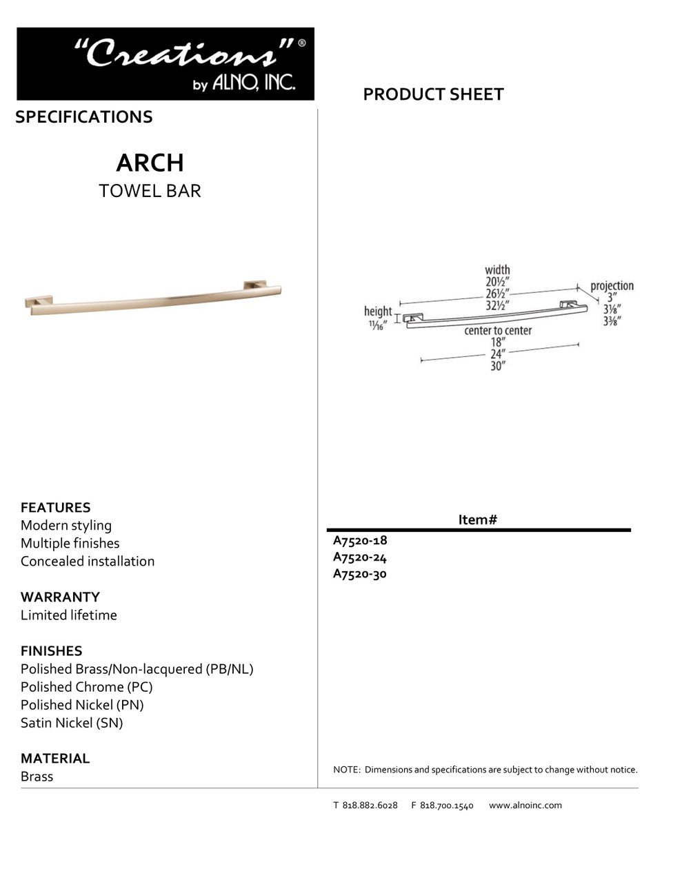 Specificaton Sheet