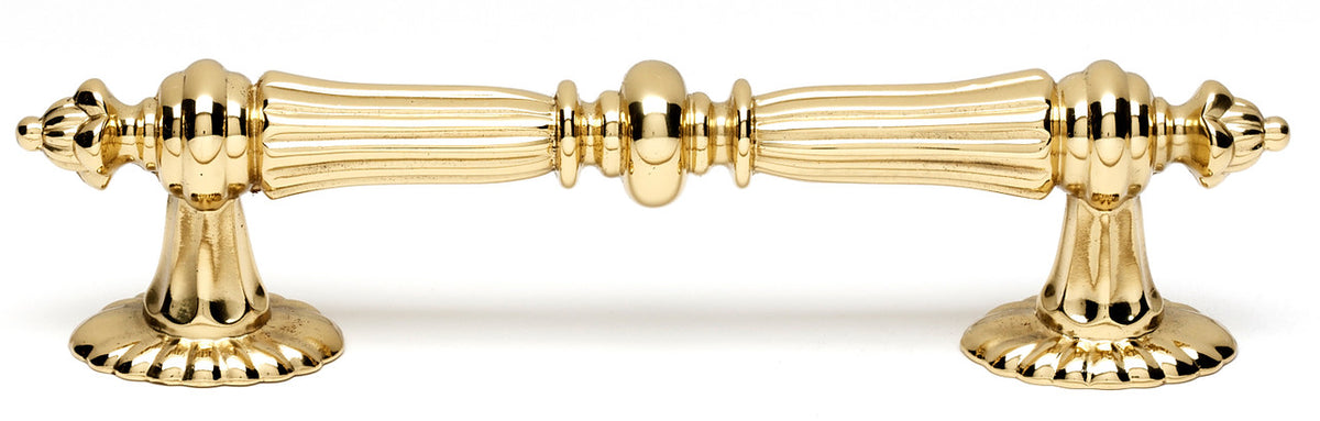 Alno A7529-PB/NL: 4-5/8" cc Ornate Cabinet Pull - Unlacquered Brass