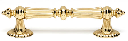 Alno A7529-PB/NL: 4-5/8" cc Ornate Cabinet Pull - Unlacquered Brass