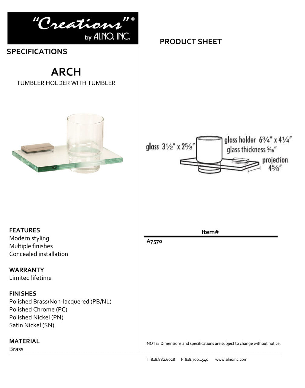 Specificaton Sheet