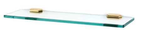Alno A7750-18-PB/NL: 18" Nicole Glass Shelf w/Brackets - Unlacquered Brass