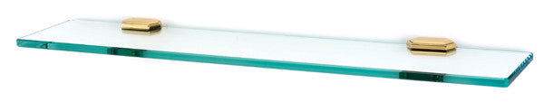 Alno A7750-24-PB/NL: 24" Nicole Glass Shelf w/Brackets - Unlacquered Brass