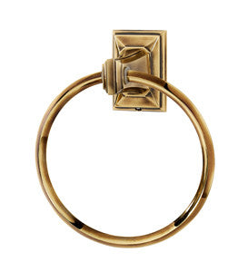 Alno A7940-PA: 6" Geometric Towel Ring - Polished Antique