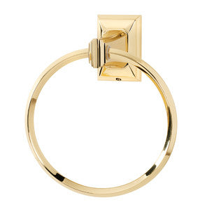 Alno A7940-PB/NL: 6" Geometric Towel Ring - Unlacquered Brass