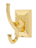 Alno A7999-PB: Geometric Double Robe Hook - Polished Brass
