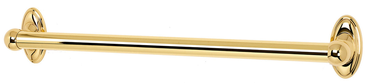 Alno A8023-24-PB/NL: 24" cc Classic Traditional Grab Bar - Unlacquered Brass