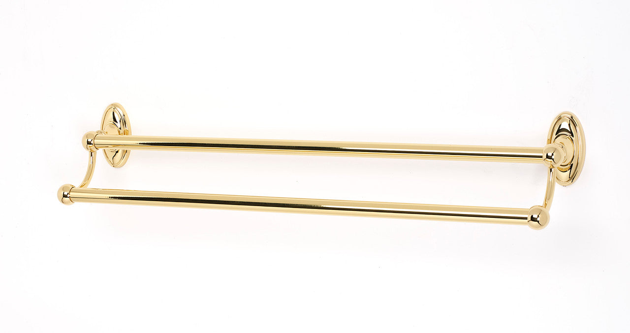 Alno A8026-24-PB/NL: 24" cc Classic Traditional Towel Rack w/Bar - Unlacquered Brass