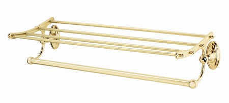Alno A8026-24-PB: 24" cc Classic Traditional Towel Rack w/ Bar - Polished Brass