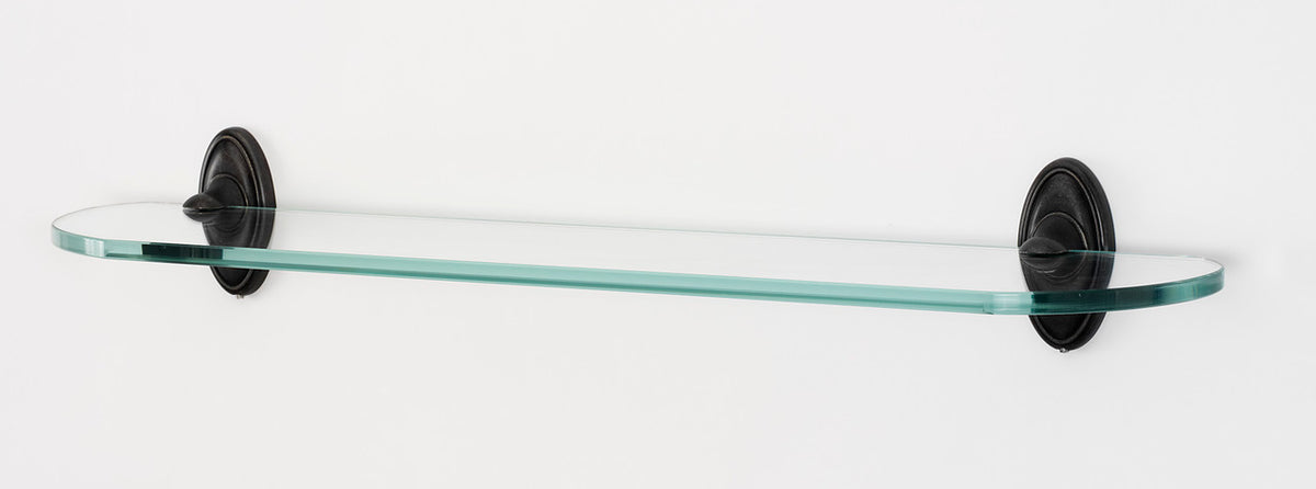 Alno A8050-24-BARC: 24" Classic Traditional Glass Shelf w/Brackets - Barcelona