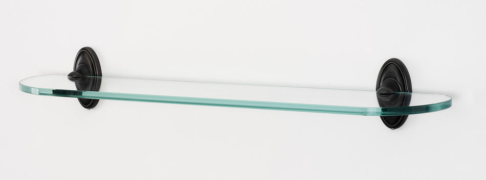 Alno A8050-24-BARC: 24" Classic Traditional Glass Shelf w/Brackets - Barcelona