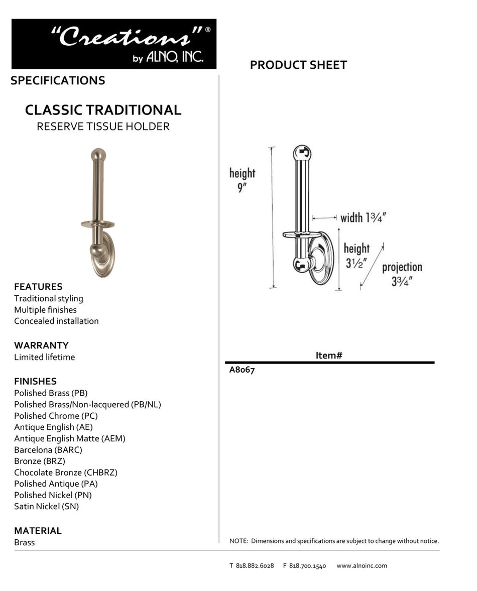 Specificaton Sheet