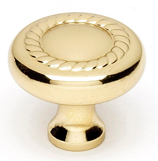 Alno A812-1-PB/NL: 1" Rope Cabinet Knob - Unlacquered Brass