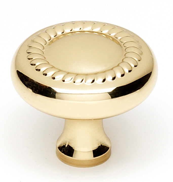 Alno A812-14-PB/NL: 1-1/4" Rope Cabinet Knob - Unlacquered Brass