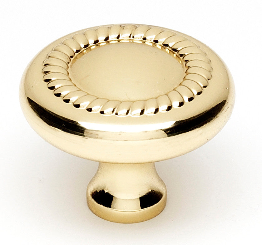 Alno A812-38-PB/NL: 1-1/2" Rope Cabinet Knob - Unlacquered Brass