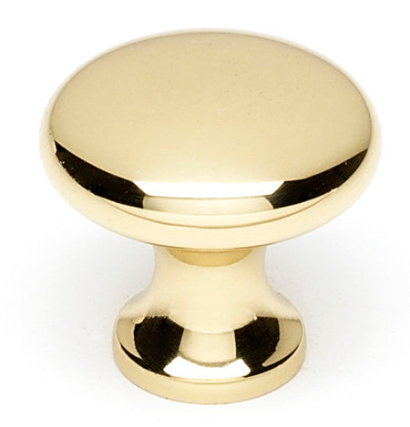 Alno A814-1-PB/NL: 1" Traditional Cabinet Knob - Unlacquered Brass