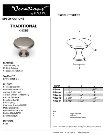 Specificaton Sheet