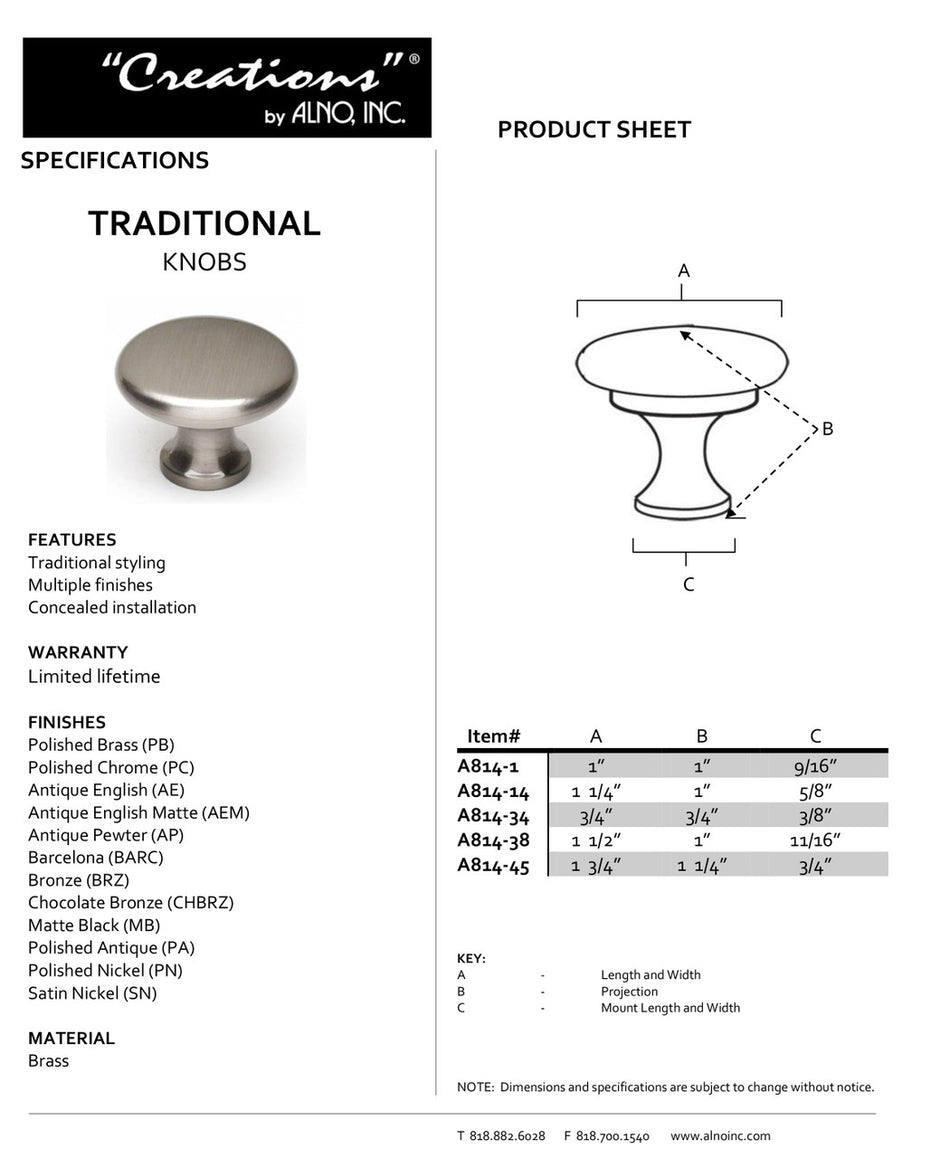 Specificaton Sheet