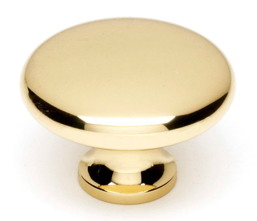 Alno A814-38-PB/NL: 1-1/2" Traditional Cabinet Knob - Unlacquered Brass
