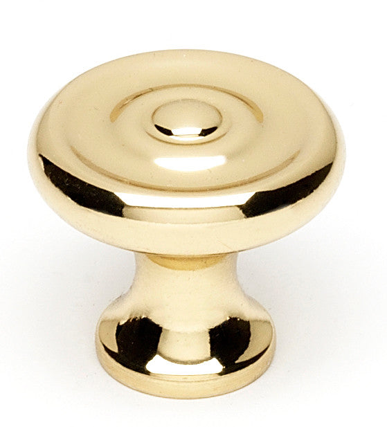 Alno A817-1-PB/NL: 1" Traditional Cabinet Knob - Unlacquered Brass