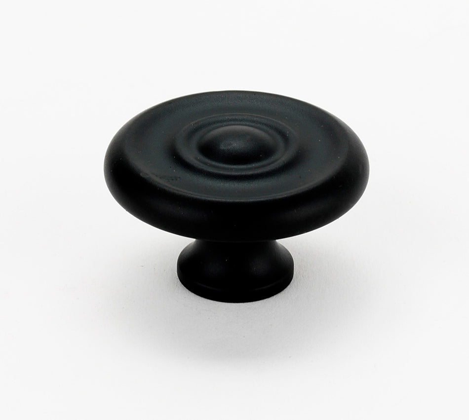 Alno A817-38-MB: 1-1/2" Traditional Cabinet Knob - Matte Black