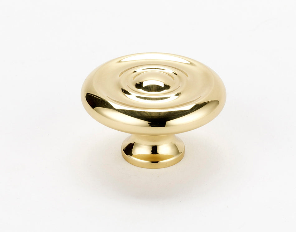 Alno A817-38-PB/NL: 1-1/2" Traditional Cabinet Knob - Unlacquered Brass