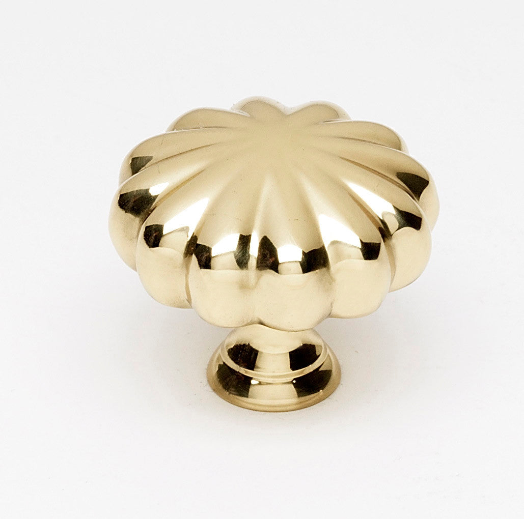 Alno A819-35-PB/NL: 1-1/2" Traditional Cabinet Knob - Unlacquered Brass