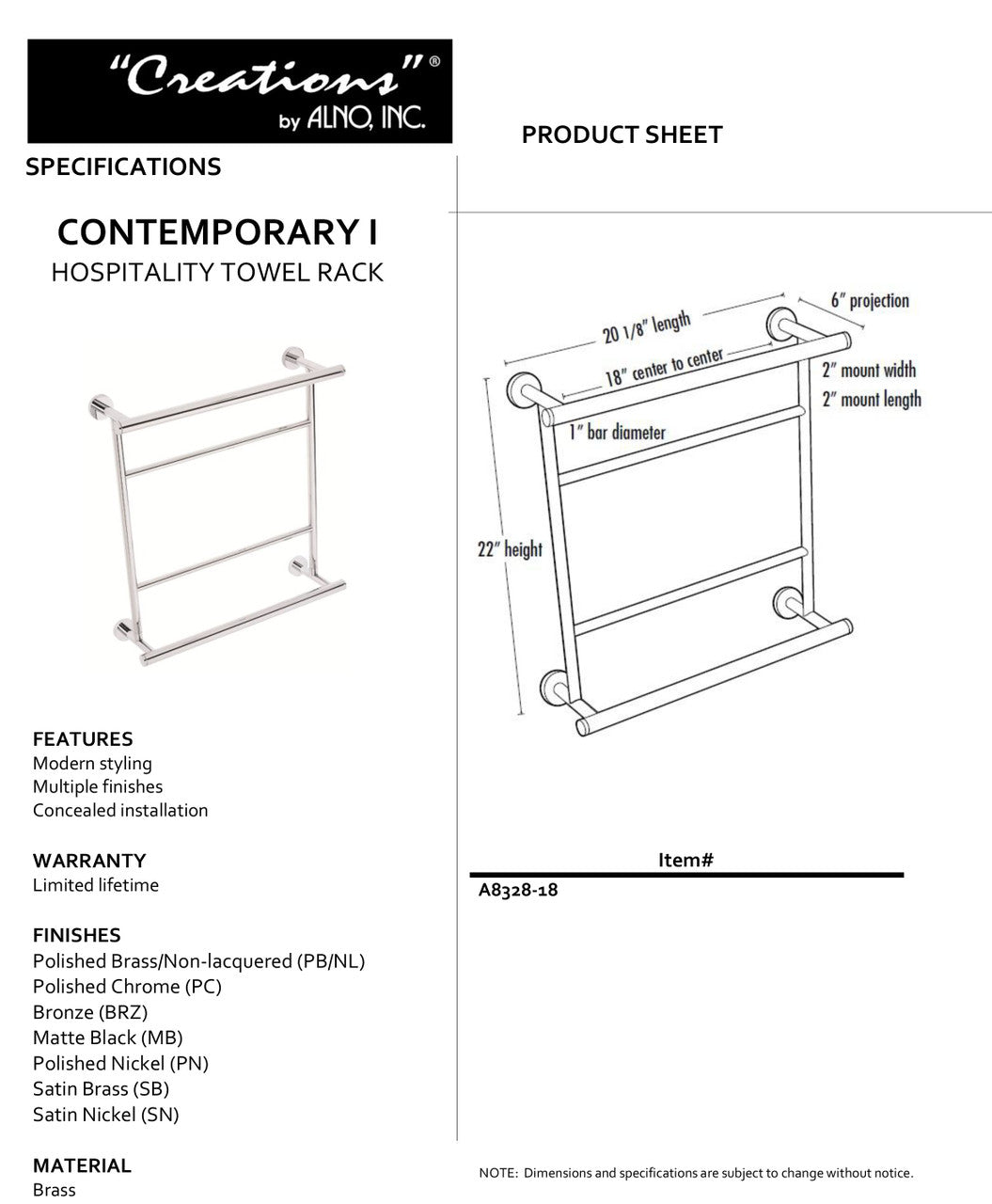 Specificaton Sheet