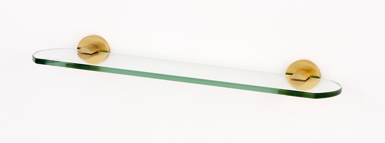 Alno A8350-18-SB: Contemporary I 18" Glass Shelf w/Brackets - Satin Brass