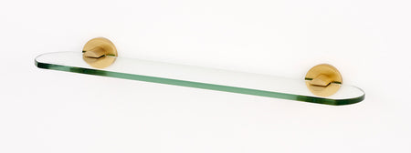 Alno A8350-18-SB: 18" Contemporary I Glass Shelf w/Brackets - Satin Brass