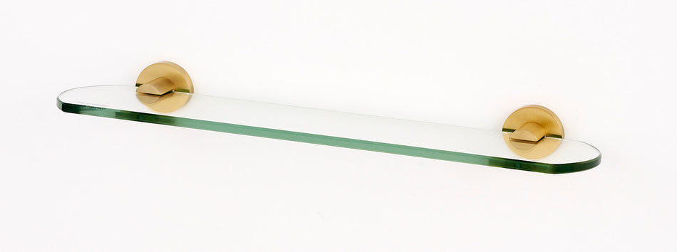 Alno A8350-18-SB: 18" Contemporary I Glass Shelf w/Brackets - Satin Brass