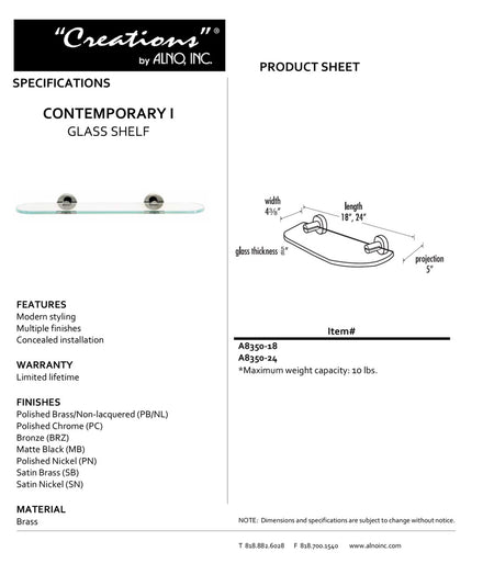Specificaton Sheet