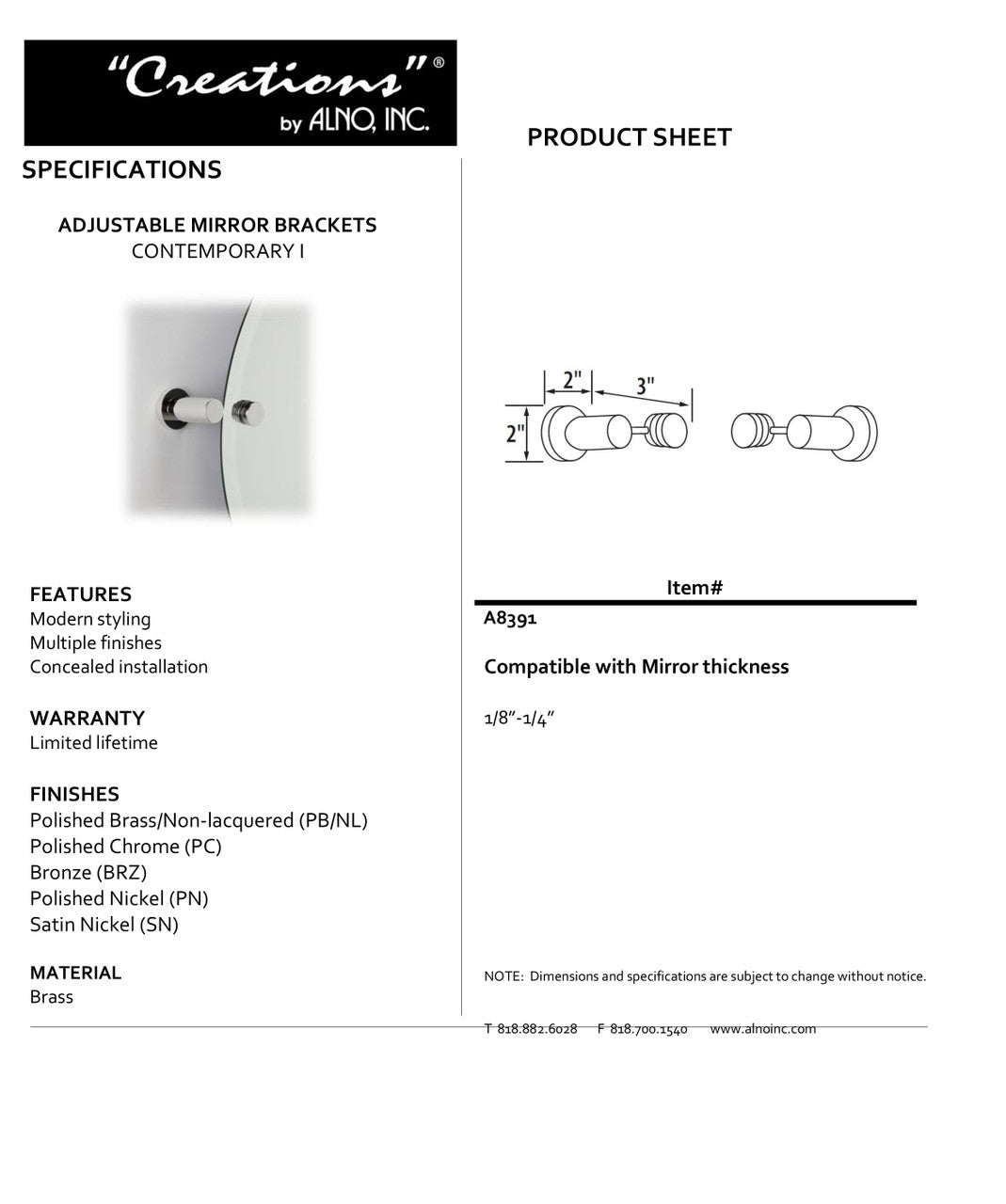 Specificaton Sheet