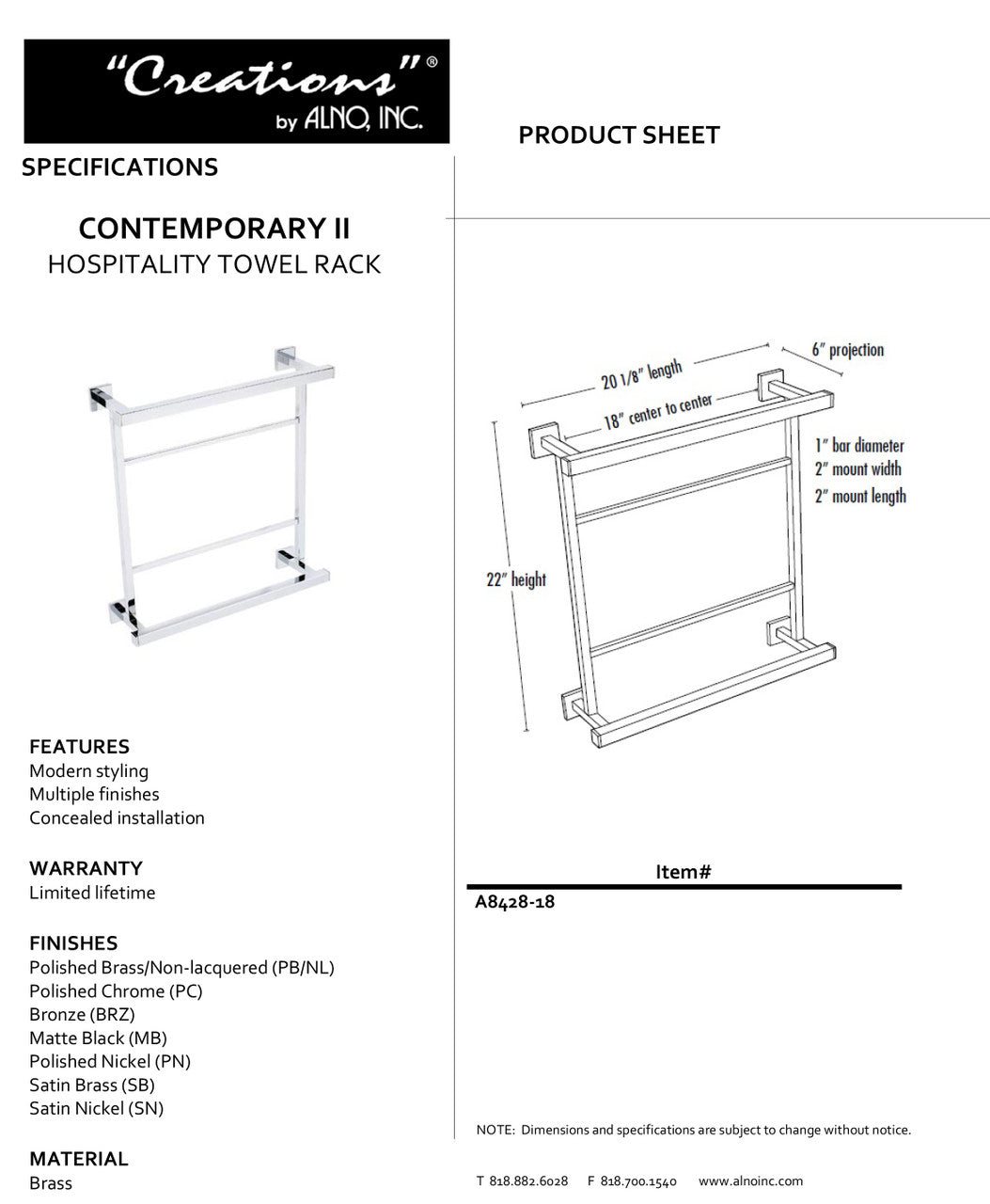 Specificaton Sheet