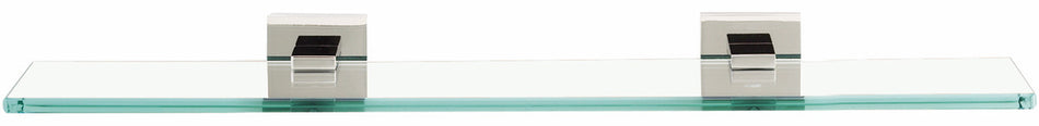 Alno A8450-18-PB/NL: 18" Contemporary II Glass Shelf w/Brackets - Unlacquered Brass