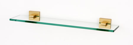 Alno A8450-18-SB: Contemporary II 18" Glass Shelf w/Brackets - Satin Brass