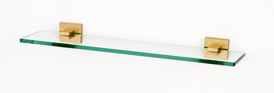 Alno A8450-24-SB: Contemporary II 24" Glass Shelf w/Brackets - Satin Brass