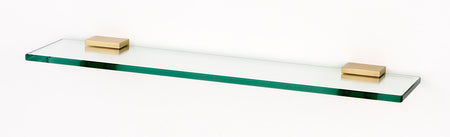 Alno A8455-18-SB: Contemporary II 18" Glass Shelf w/Brackets - Satin Brass