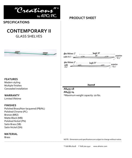 Specificaton Sheet