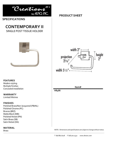 Specificaton Sheet