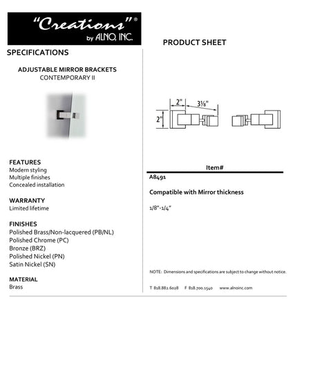 Specificaton Sheet