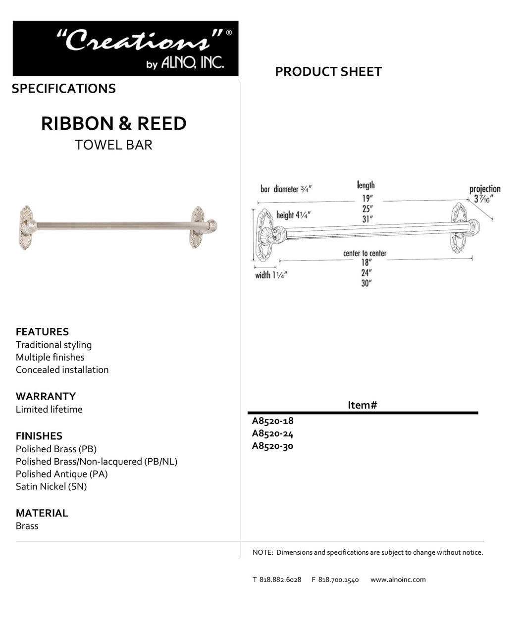 Specificaton Sheet