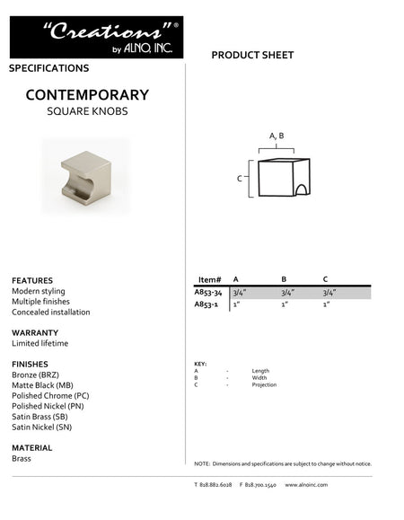 Specificaton Sheet