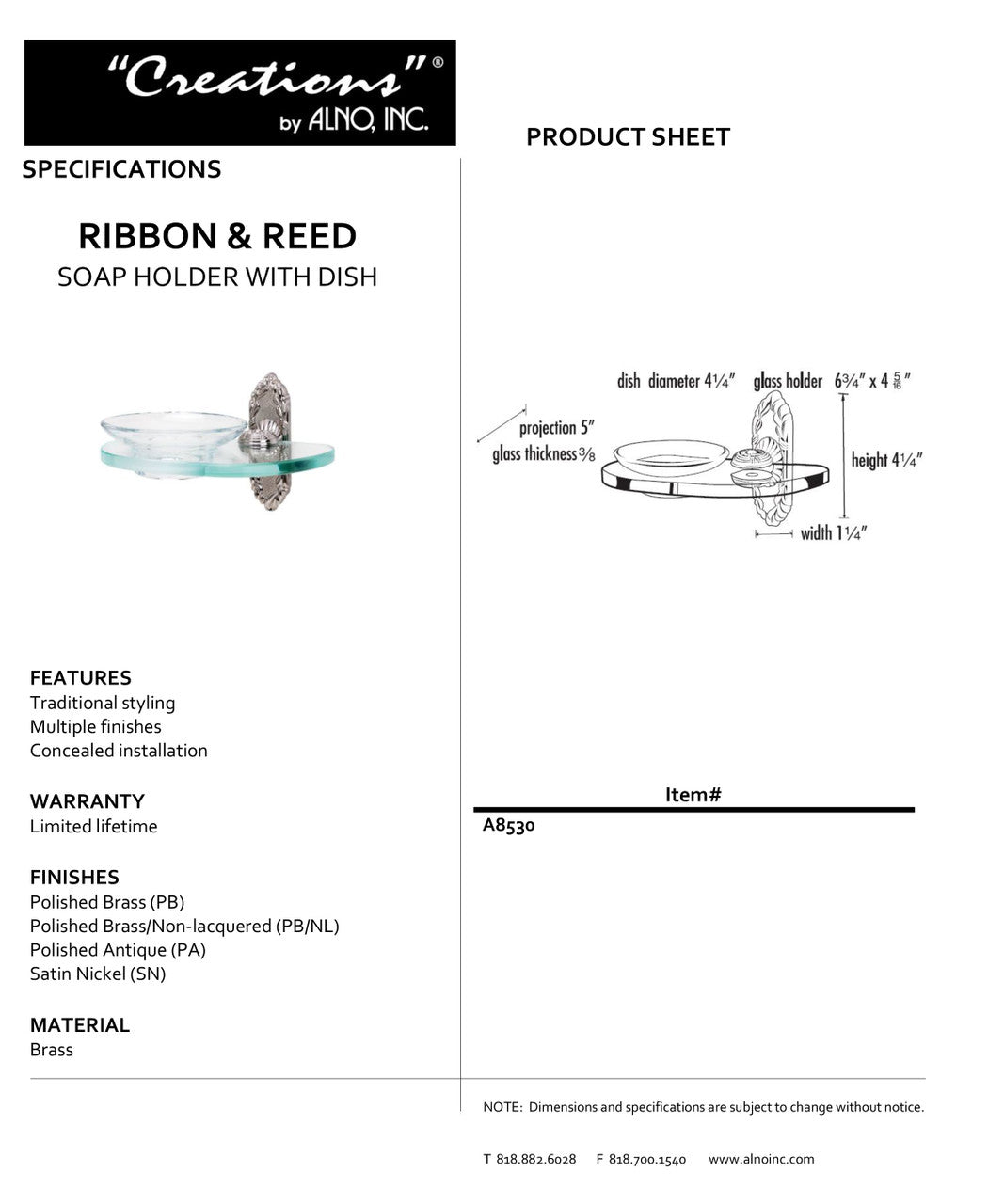 Specificaton Sheet