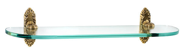 Alno A8550-18-PA: 18" Ribbon & Reed Glass Shelf w/Brackets - Polished Antique